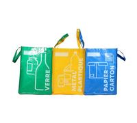 Lot de 3 Sacs de Tri - JE CHERCHE UNE IDEE - Plastique - Compartiments Papier et Carton