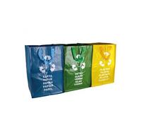 Linxor - Lot de 3 sacs de tri réutilisables pour recyclage des déchets - 130 L