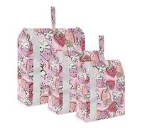 Lot de 3 sacs de voyage étanches pour placard, ensemble de sacs de voyage, organiseurs de chambre à coucher et rangement, Aquarelle Fraises vives, Taille unique