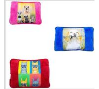 Lot de 3 sacs d'eau chaude électrique décoratif avec impressions d'animaux 22 x 17 cm, design assorti en rouge, bleu, rose et marron