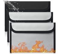 Lot de 3 sacs ignifuges pour documents - 20,5 x 12 cm - Résistant au feu - Étanche - Pour passeport, fichiers bancaires, objets de valeur