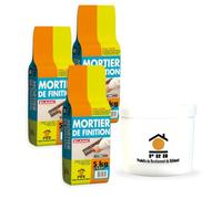 Lot de 3 sacs Mortier de Finition Blanc 5 kg avec seau doseur inclus