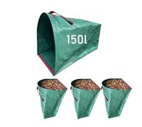 Lot de 3 sacs poubelle de jardin de 150 l - Grand sac de jardin réutilisable avec poignées, pour feuilles et déchets verts, outils de jardin pliables avec poignées (3 x 150 l)