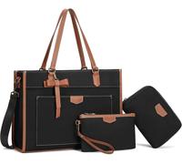 Lot de 3 sacs pour ordinateur portable pour femme,sac fourre-tout en toile de 40 cm,grand sac de travail,porte-documents,sac à main à bandoulière