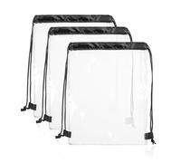 Lot de 3 sacs transparents avec cordon de serrage, sac de gym transparent, sac à dos avec double cordon de serrage, sac de rangement pliable, sac de gym imperméable, sac de gym pour vêtements de