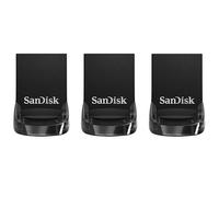 Lot de 3 SanDisk 128 Go Ultra Fit USB 3.2, Clé USB, des vitesses allant jusqu'à 400 Mo/s