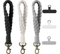 Lot De 3 Sangles De Poignet Pour Téléphone Portable En Macramé Bohème Avec 3 Languettes De Fixation Pour Téléphone Portable, Bracelet Pour Téléphone Portable, Porte-Clés Fait À La [Php52503737]