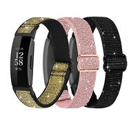 Lot de 3 sangles élastiques en nylon compatibles avec Fitbit Inspire 2/HR/Ace 2, bracelets de rechange souples réglables pour Solo Loop pour Fitbit Inspire Tracker d'activité, femme, homme, 9,5 Zoll
