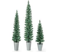 Lot de 3 Sapins de Noël Artificiels 90/120/150 cm, 120/140/160 Pointes de Branches