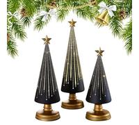 Lot de 3 sapins de Noël miniatures en résine synthétique pour intérieur et extérieur, bureau, étagère, cheminée, etc