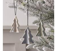 Lot de 3 Sapins Décoratifs en Céramique à Suspendre