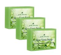 Lot de 3 savons à l'aloe vera - Naturel bio - Pour gel douche et shampooing solide, visage et corps - 100 g - Vert