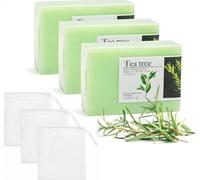Lot de 3 savons à l'huile d'arbre à thé, savon antifongique naturel pour le visage, le corps, les mains - Barre de savon antibactérienne contrôle l'huile, nettoie les pores, combat l'acné, soulage les