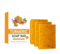 Lot de 3 savons au citron et au curcuma - Savon éclaircissant bio pour le visage et le corps - Savon au miel avec bienfaits anti-acné - Bâton de nettoyage pour tous les types de peau - Peau sensible