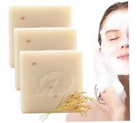 Lot de 3 savons de riz 65 g nettoyants hydratants anti-acariens au lait riz pour femmes savon naturel non irritant à base pour le visage et le corps