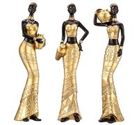 Lot de 3 Sculptures d'art africaines Vintage pour décoration d'intérieur - Figurines tribales Afro-américaines pour Femme - Bibliothèque, décoration de Bureau - Cadeau pour Anniversaire, Noël,