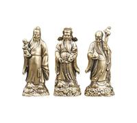 Lot de 3 sculptures en laiton Fu Lu Shou San Xian pour la prospérité, la longévité et le bonheur - Décoration d'intérieur Feng Shui parfaite et idée cadeau