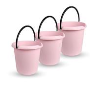 Lot de 3 seaux de ménage de 5 l, en plastique robuste, sans BPA, fabriqué en UE, rose