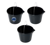 Lot de 3 seaux noirs avec graduation et bec verseur, 16 l, en plastique robuste, avec anse - Seau de nettoyage, seau à eau, à ciment, pour chantier, jardin et maison - Lot de 3 (3, 16 l)