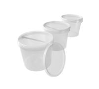 Lot de 3 seaux ronds transparents avec couvercle - 5 l - En plastique hermétique - Avec poignée - Pour aliments, produits chimiques, lessive, colles