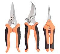 Lot de 3 sécateurs de jardin professionnels en acier inoxydable pour roses, branches, haies, fruits, légumes, bonsaï, outils de jardinage (orange)