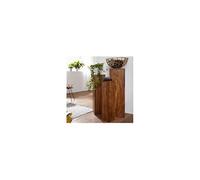 WOHNLING ensemble de table d'appoint de 3 tables en bois massif WL1.566 24,5x85x24,5 cm Sheesham | Table en bois nature produit | Tables d'appoint en bois véritable Colonnes décoratives | Trois tables en bois marron | Tabouret Fle