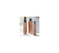 Lot de 3 sellettes 25x25x100 cm en acacia naturel