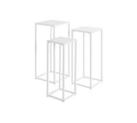 Lot de 3 Sellettes en Métal "Cromano" 71cm Blanc