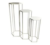 Lot de 3 Sellettes Gigognes Métal 90cm Blanc