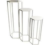 Lot de 3 Sellettes Gigognes "Métal" 90cm Blanc Blanc G