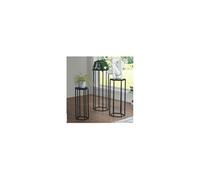 Lot de 3 sellettes rondes 35, 30 et 25 cm en sheesham et fer noir