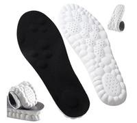 Lot de 3 semelles de massage pour homme et femme - Confort antidérapant 4D - Pour le quotidien - Noir - 45-46