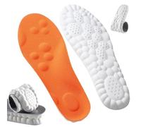 Lot de 3 semelles de massage pour homme et femme - Confort antidérapant 4D - Pour le quotidien - Orange - 41-42