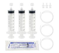 Lot de 3 seringues de 60 ml avec tube de 1 m Luer Lock - Grandes seringues avec adaptateurs et bouchons - Extracteur de liquide réutilisable - Emballage individuel pour aspiration de fluide, huile