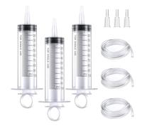 Lot de 3 seringues de mesure en plastique de 100 ml avec 3 embouts et tubes pour aspiration d'huile, laboratoires scientifiques, expériences pour nourrir les animaux de compagnie