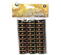 Lot de 3 serpentins en papier de 100 cm 3 pièces pour 40 ans Motif anniversaire : noir et doré Décoration