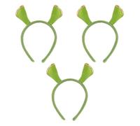 Lot de 3 serre-têtes oreilles d'ogre vertes - Accessoire de costume pour déguisement Ogre, Halloween, déguisement et fête - Unisexe - Taille unique