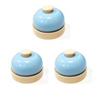 Lot de 3 Service de Bell, Sonnettes D'appel, Cloche de Salle à Manger de Service, Sonnette de Comptoir, Sonnette de Réception, Cloches de Table pour Hôtel Restaurant Kitchen Mariage Bureau (Bleu)