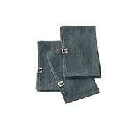 MARGAUX - Lot de 3 Serviettes 40x40cm Lin Lavé Coloris Ardoise -