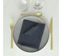 Soleil d'ocre, Luxury Lot de 3 Serviettes de Table, Polyester, Bleu Nuit, 45x45 cm