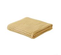 Lot de 3 serviettes absorbantes et douces en 100 % coton avec texture gaufrée, parfaites pour sécher les mains, le visage et le corps après la douche ou une utilisation en extérieur (jaune)