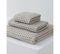 Lot de 3 serviettes de bain à tissage gaufré - Essuie-mains, serviettes de bain et débarbouillettes 100 % coton - Absorbantes, douces et légères pour la maison, le spa et la salle de sport (marron)