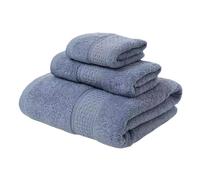 Lot de 3 serviettes de bain en coton douces et absorbantes conçues avec un tissu éponge double face pour un confort amélioré et une absorption rapide de l'humidité (bleu)