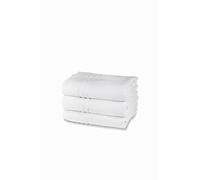 Lot de 3 Serviettes de Bain en éponge 100% Coton, 3 Serviettes faciales, Lot de 3 pièces, 60 x 100 cm, 380 g/m², idéales pour B&B et hôtel, résistant aux lavages, Blanc, Ligne Essential