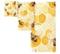 Lot de 3 serviettes de bain en nid d'abeille et ruche pour hôtel, spa, salle de bain