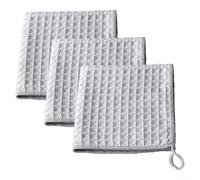 Lot de 3 serviettes de bar à tissage gaufré pour une expérience de nettoyage des rayures et des peluches (gris peu profond)