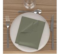 Lot de 3 serviettes de table 40x40 cm ALIX kaki, par Soleil d'Ocre