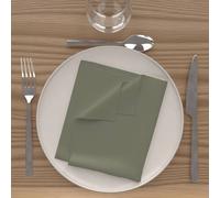 Soleil d'ocre, Lot de 3 Serviettes de Table 40x40 cm Alix Kaki