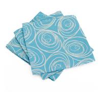 Lot de 3 serviettes de table 45x45 cm Jacquard 100% coton SPIRALE bleu turquoise