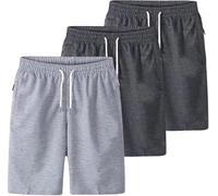 Lot de 3 Short Homme D'été Short Cargo Taille Élastique Pantalon Court Été Coton Blend Cordon de Serrage Bermuda de Travail Couleur Unie Shorts et Bermudas Sport Loisirs Jogging Sport Fitness